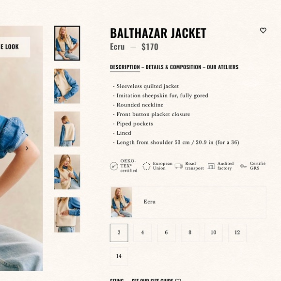 Sezane Balthazar Jacket size 34 brand new - Picture 2 of 4